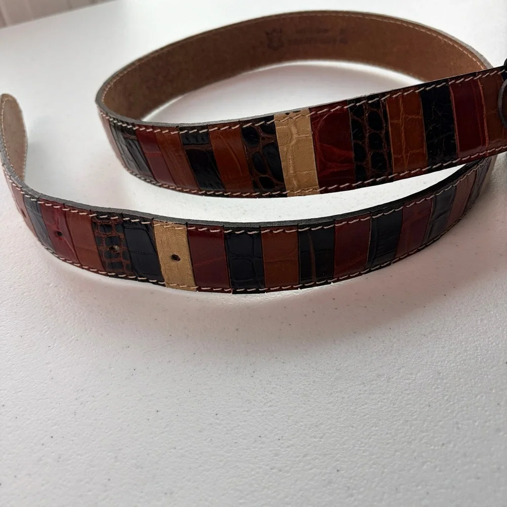 Italian Made Patchwork Leather Belt 'Fratelli Inspired' 110/44 Multicolor